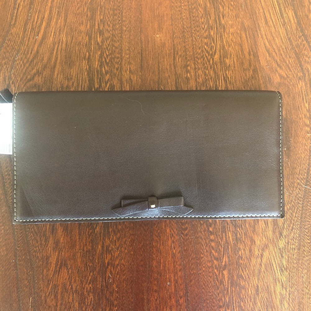J. Crew Women's Brown Leather Wallet w/bow- New w/tags